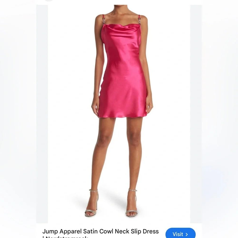 2 for $15 sale: NWT Jump apparel magenta pink satin cowl neck slip dress - L - Picture 1 of 7